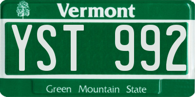 VT license plate YST992