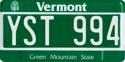 VT license plate YST994
