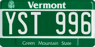 VT license plate YST996