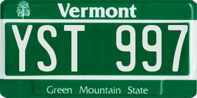 VT license plate YST997