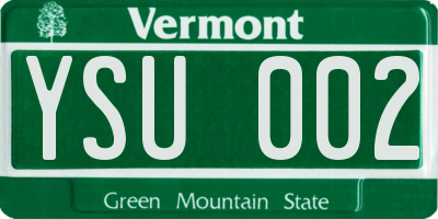 VT license plate YSU002