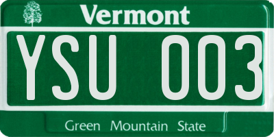 VT license plate YSU003