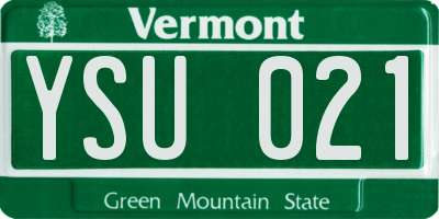 VT license plate YSU021