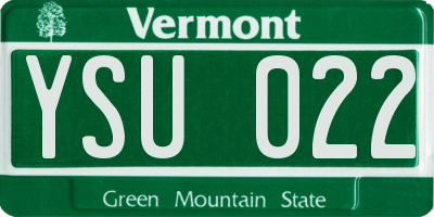 VT license plate YSU022