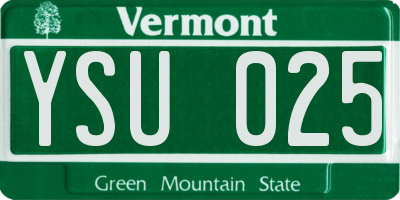 VT license plate YSU025