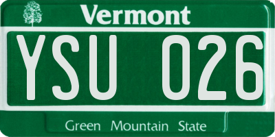 VT license plate YSU026