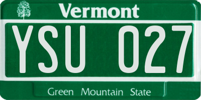 VT license plate YSU027