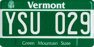 VT license plate YSU029