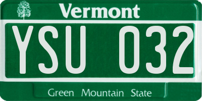 VT license plate YSU032