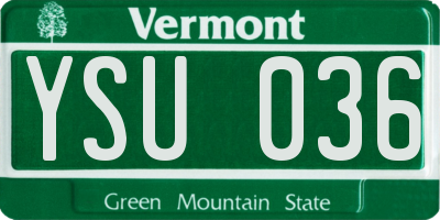 VT license plate YSU036
