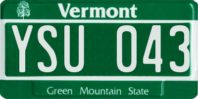 VT license plate YSU043