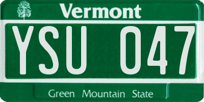 VT license plate YSU047