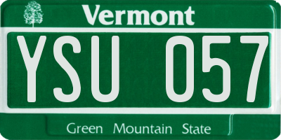 VT license plate YSU057