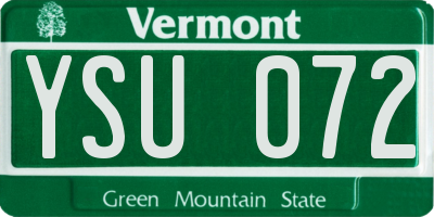VT license plate YSU072