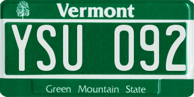 VT license plate YSU092