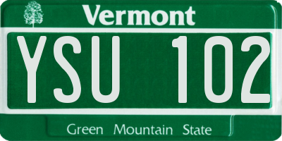 VT license plate YSU102