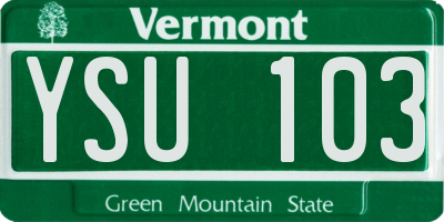 VT license plate YSU103