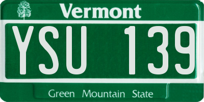 VT license plate YSU139