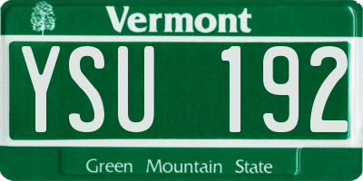 VT license plate YSU192