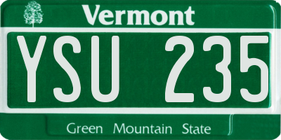 VT license plate YSU235