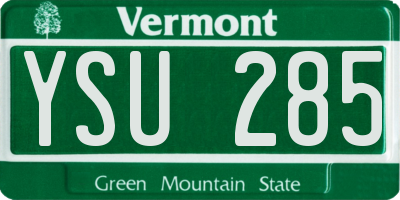 VT license plate YSU285