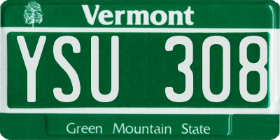 VT license plate YSU308