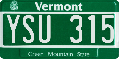 VT license plate YSU315