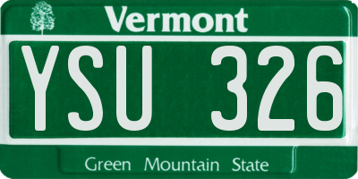 VT license plate YSU326