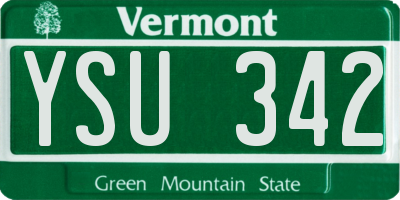 VT license plate YSU342