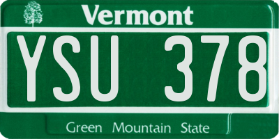 VT license plate YSU378