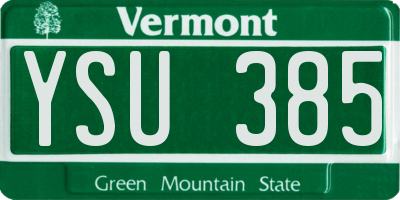VT license plate YSU385
