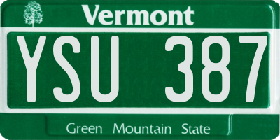 VT license plate YSU387