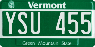 VT license plate YSU455
