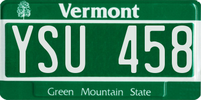 VT license plate YSU458