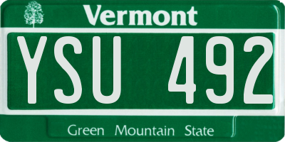 VT license plate YSU492