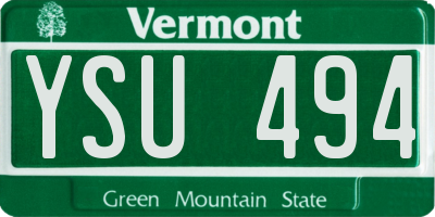 VT license plate YSU494
