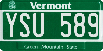 VT license plate YSU589