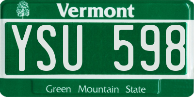 VT license plate YSU598