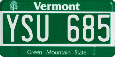 VT license plate YSU685
