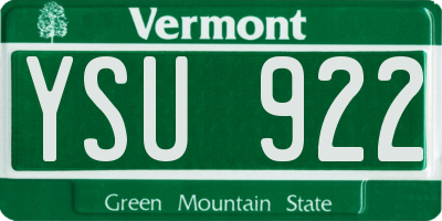 VT license plate YSU922