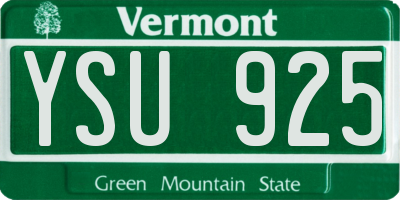VT license plate YSU925