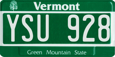 VT license plate YSU928