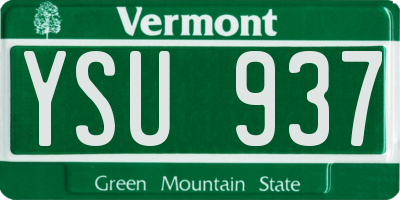 VT license plate YSU937