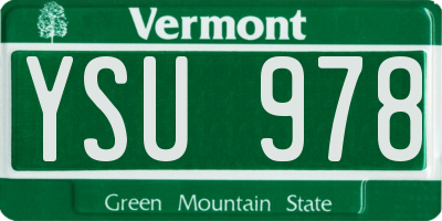 VT license plate YSU978