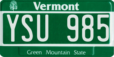 VT license plate YSU985