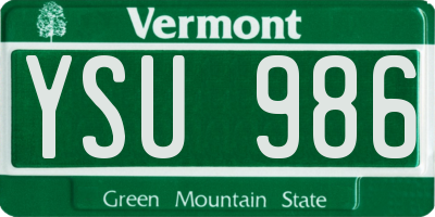 VT license plate YSU986