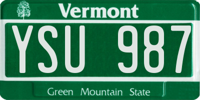VT license plate YSU987