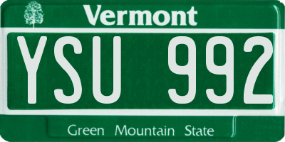 VT license plate YSU992