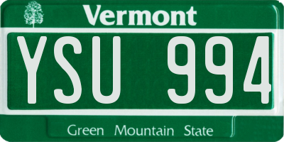 VT license plate YSU994