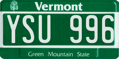 VT license plate YSU996